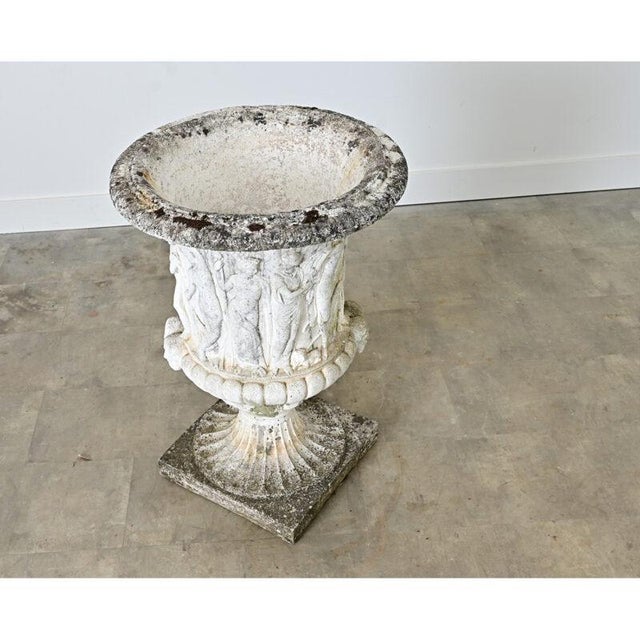 English Circa 1900 Cast Stone Medici Urn with Figurative Motif For Sale - Image 9 of 13