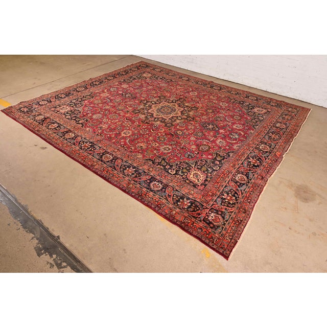 Traditional Makhmalbaf Signed Fine Hand-Woven Persian Ghom Room Size Wool Rug, Circa 1940s For Sale - Image 3 of 11