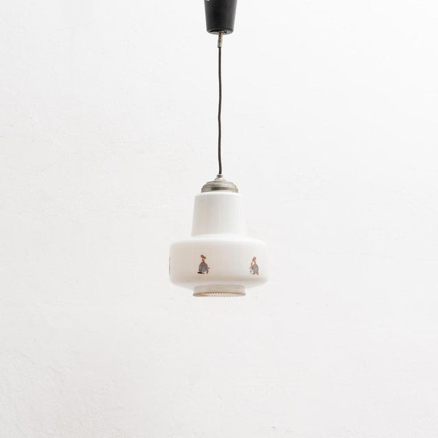 1960s Vintage White Glass Pink Panther Ceiling Lamp, 1960s For Sale - Image 5 of 18