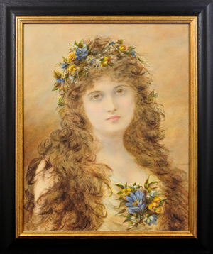 Alice Anne Renshaw, Portrait of a Young Lady with Springtime Flowers in Her Curls, Watercolour & Gouache, 1800s