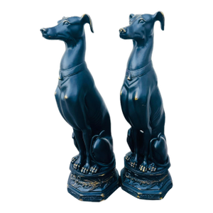 Mid 20th Century Art Deco Era Large Greyhound Statues - a Pair