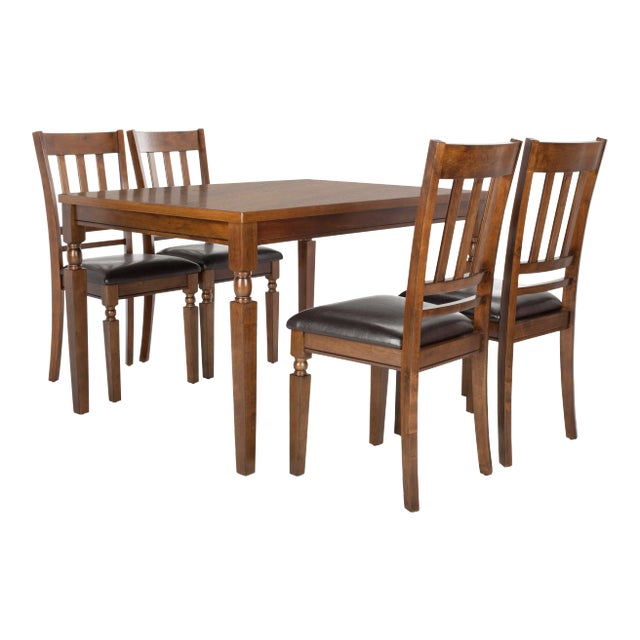 Traditional Dining Set in Light Oak & Black - 5 Pieces For Sale