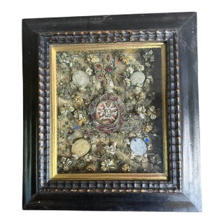 18th Century Framed Reliquary, Wax Medallions, Saint Relics, Austria For Sale