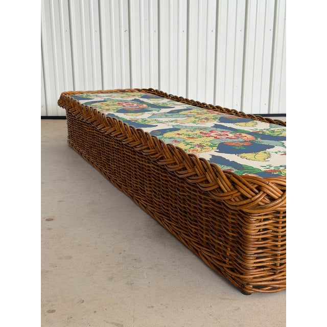 Brown The Wicker Works Vintage Braided Rattan Backless Bench or Daybed For Sale - Image 8 of 12