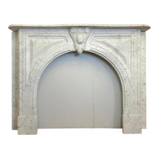 Antique Neoclassical White Marble Fireplace Mantel For Sale