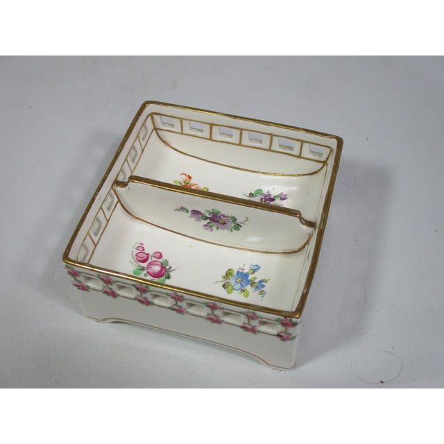 French Antique Dresden Germany Hand Painted Porcelain Blotter & Organizer, 2 Piece For Sale - Image 3 of 12