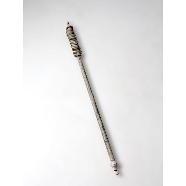 Antique Painted Wood Curtain Rod With Rings For Sale - Image 11 of 13