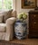 A classic blue and white porcelain garden stool, decorated with traditional Chinese scenes and motifs and stylized floral...