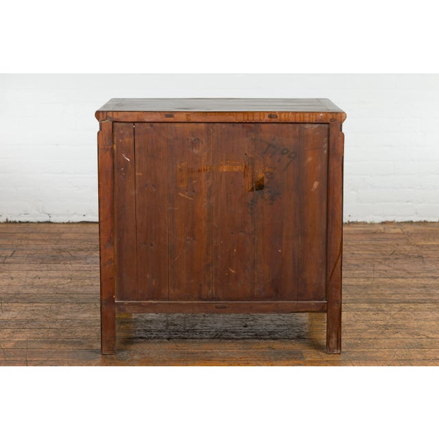 Asian Chinese Late Qing Dynasty 1900s Brown Bedside Cabinet with Drawers and Doors For Sale - Image 3 of 13