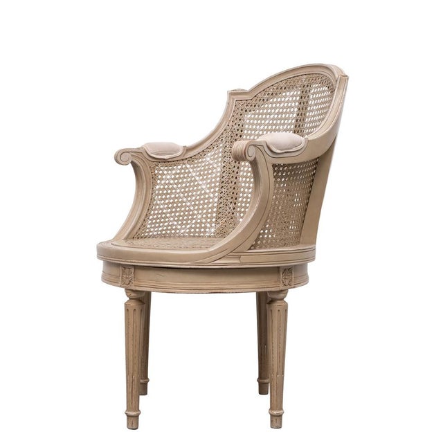 Louis XVI Style Barrel Cane Desk Chair, 1900 For Sale - Image 4 of 13