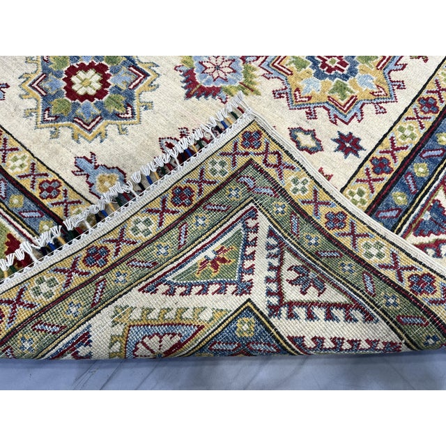 Ivory Kazak Wool Rug With Colorful Medallions, 5'6" X 7'6" For Sale - Image 14 of 14