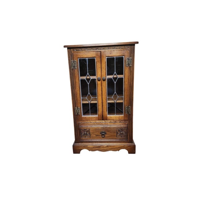 Brown Mid 20th Century Old Charm Wood Brothers Solid Oak Entertainment Cabinet For Sale - Image 8 of 8