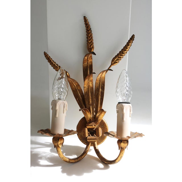 Vintage Gold-Plated Metal Chandelier and Wall Sconce Set from Hans Kögl, 1970s, Set of 2 For Sale - Image 11 of 17