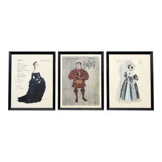 Vintage Framed Theatrical Costume Design Prints – Set of 3 For Sale