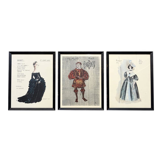 Vintage Framed Theatrical Costume Design Prints – Set of 3 For Sale