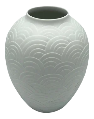 Late 20th Century Art Deco Heinrich Scalloped Porcelain Vase
