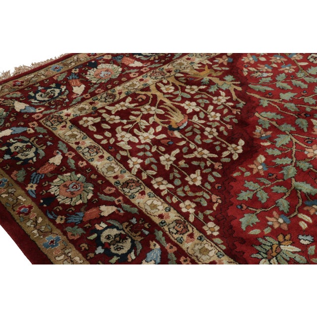 Oversized Antique Tetex Hooked Rug, Red With Floral Patterns - Rug & Kilim For Sale In New York - Image 6 of 9