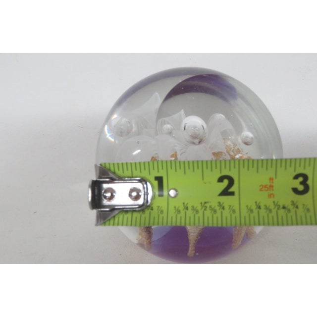 Large Round Art Glass Paper Weight Trumpet Flower Controlled Bubble Design 5160b For Sale - Image 9 of 12