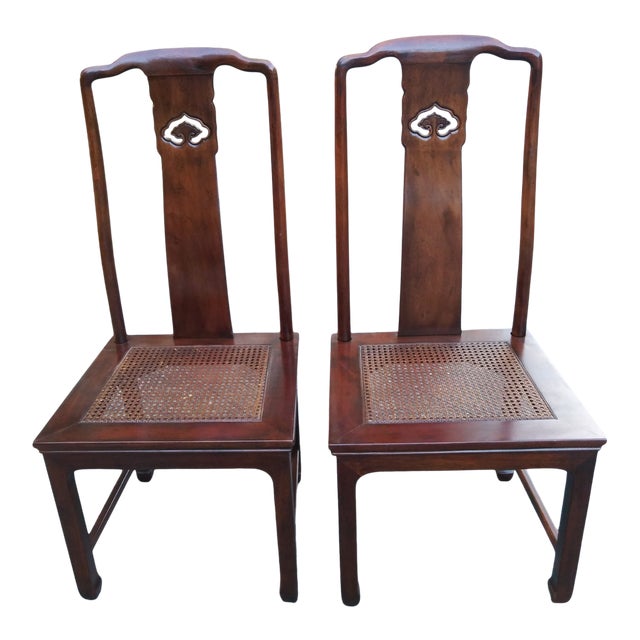 Mid 20th Century Henredon Pan Asian Dining Side Chairs 278902 a Pair