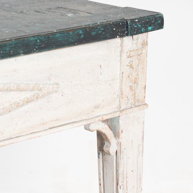 Wood White Painted Swedish Gustavian 19th Century Side Table Console For Sale - Image 7 of 10