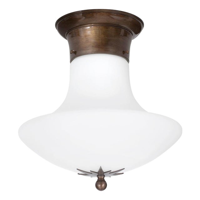 Arts and Crafts Opal Glass Oxide D30 Ceiling Lamp from Stoby For Sale