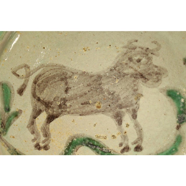 Early 20th Century 19th / 20th C Glazed Earthenware Bowl With Bull, Cuzco Pottery School 1 For Sale - Image 5 of 15