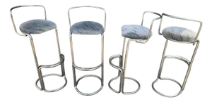 Late 20th Century Set of 4 Chrome Luis Sognot Style Cantilever Barstools