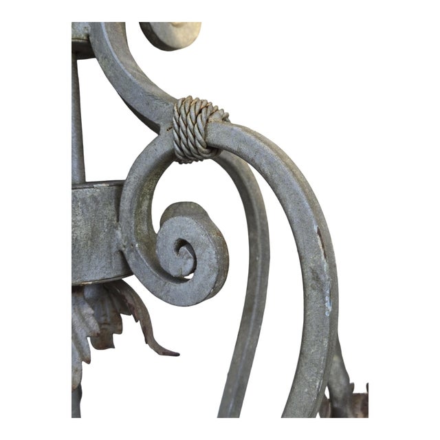 Dark Gray Early 20th Century Wrought Iron Chandelier 36" For Sale - Image 8 of 11