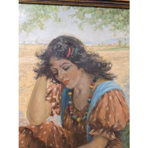 Brown Pradilla, Fortune Teller Reading Cards, 1900, Oil, Framed For Sale - Image 8 of 14