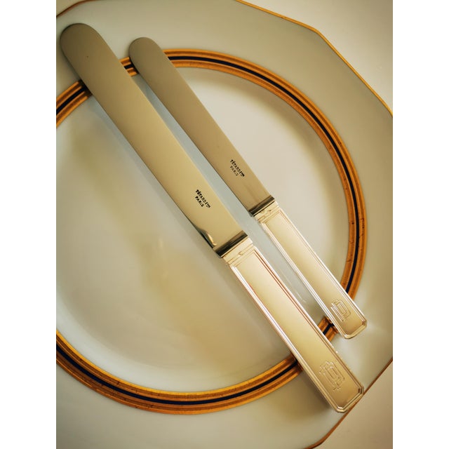 1920s Silver Minerva Dessert Knives by V. Bizouard for Tetard, 1920s, Set of 9 For Sale - Image 5 of 12