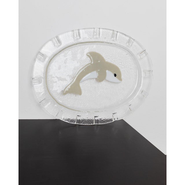 Mid-Century Oval Murano Glass Serving Platter Dolphin, Italy, 1980s For Sale - Image 4 of 12