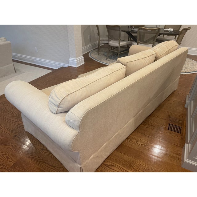 English Custom Classic Sofa of Ny English Roll Arm Skirted Sofa For Sale - Image 3 of 11