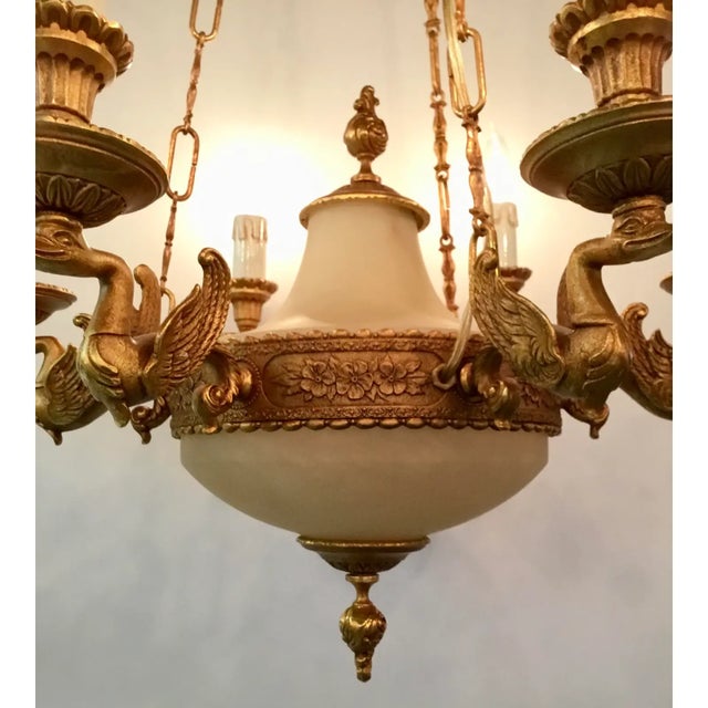 2020s Myran Allan Luxury Lighting Empire Style Bronze Ormolu and Porcelain Chandelier For Sale - Image 5 of 5