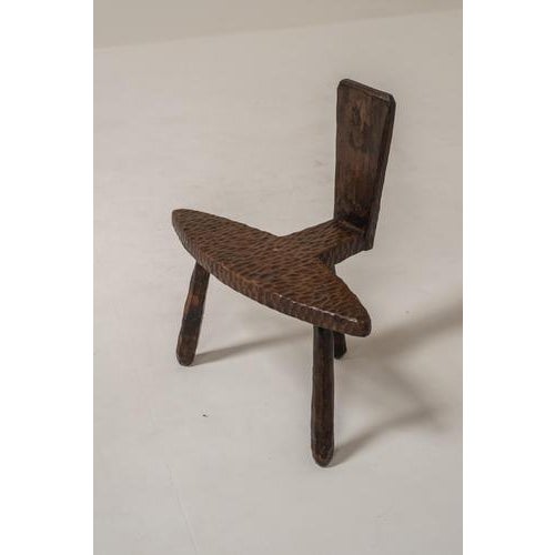 1950s Brutalist Hand-Carved Wooden Chairs, France, 1950s, Set of 2 For Sale - Image 5 of 10