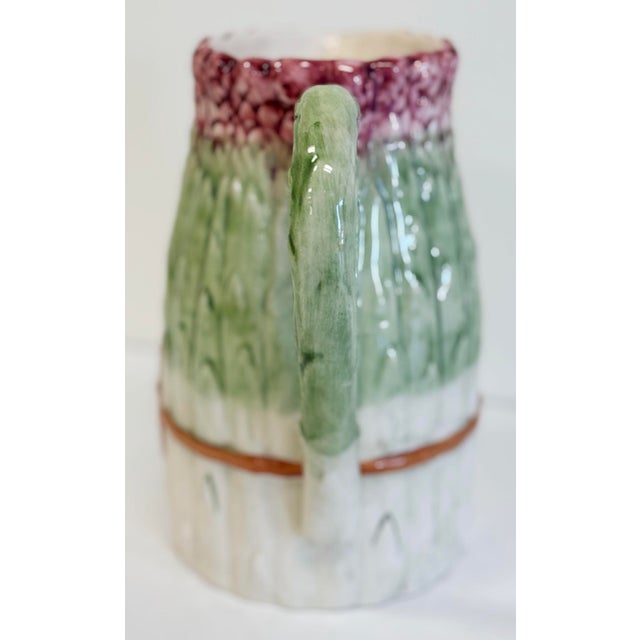 Vintage Ceramic Majolica Style Asparagus Motif Pitcher For Sale In Kansas City - Image 6 of 7