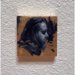 Tom by John Wentz | Oil on Copper Leaf Portrait of a man's profile For Sale