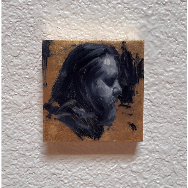 Tom by John Wentz | Oil on Copper Leaf Portrait of a man's profile For Sale