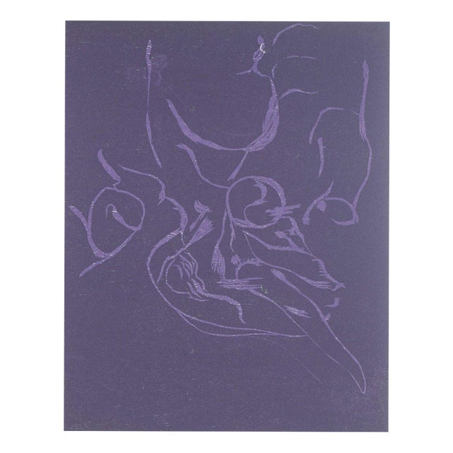 Jørgen Haugen Sørensen, Abstract Composition in Violet Tones, 1987, Woodcut on Paper For Sale