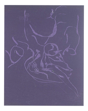 Jørgen Haugen Sørensen, Abstract Composition in Violet Tones, 1987, Woodcut on Paper