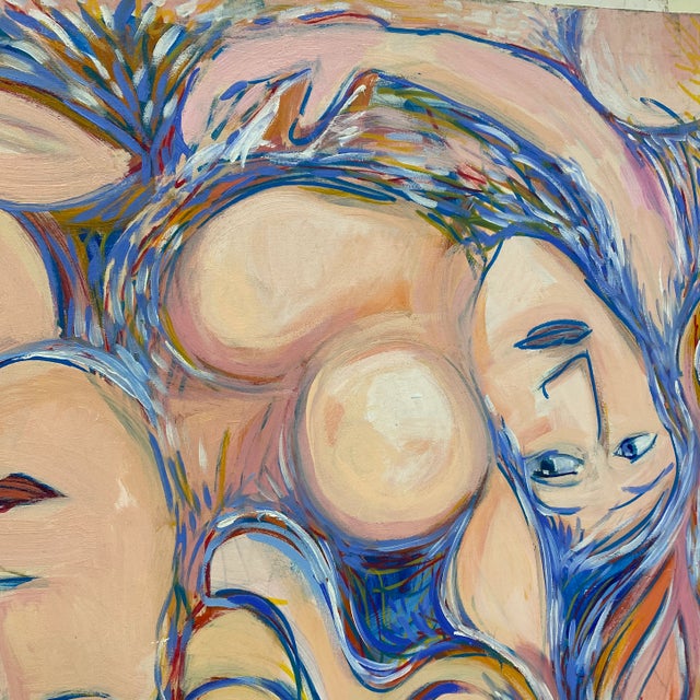 Abstract Vintage Abstract Colorful Nude Painting For Sale - Image 3 of 4