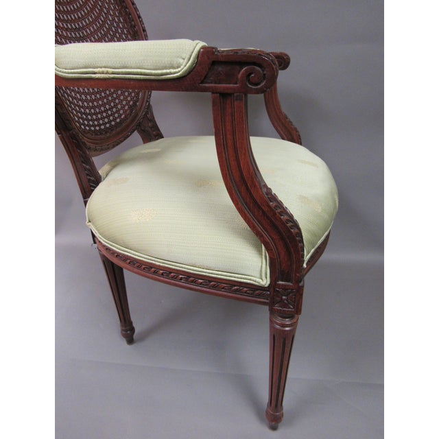 Vintage Fairfield Louis XVI Style French Upholstered Cane Back Bergere