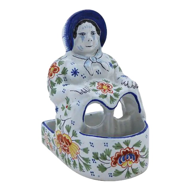 Antique French Faience Master Salt Box For Sale