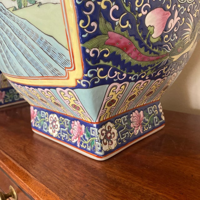 Vintage Oversized Hand Painted Asian Jars ~ a Pair For Sale - Image 10 of 12