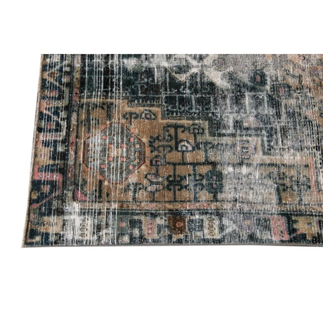 Blue Vintage Boho Chic Handmade Wool Rug For Sale - Image 4 of 13