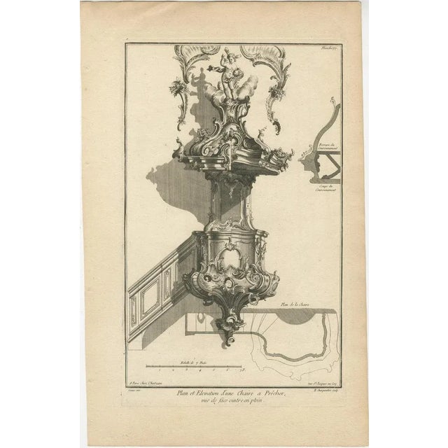 This is an original antique architectural design for a pulpit in baroque style dating approximately between 1740 and 1760....