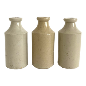 Antique English Stoneware Ink Bottles - Set of 3
