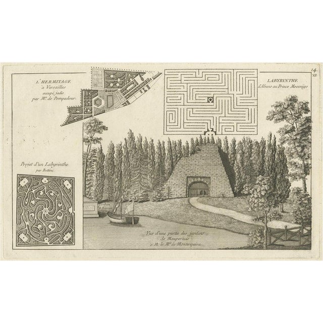 Le Rouge, Illustration of Labyrinth and the Hermitage of Versailles, France, 1776, Print For Sale