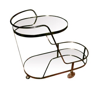 Mid Century Italian Bar Cart With Mirrored Glass Tops For Sale