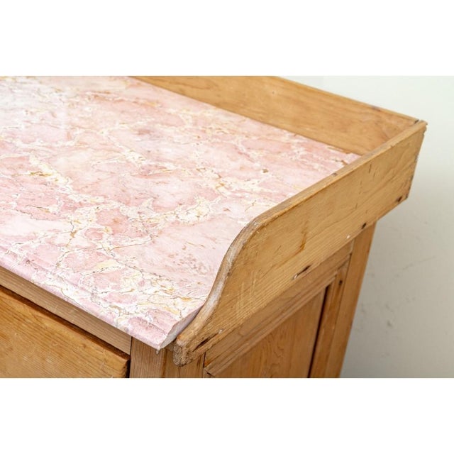 Mid 20th Century Antique Marble Top Pine Dry Sink For Sale - Image 5 of 8