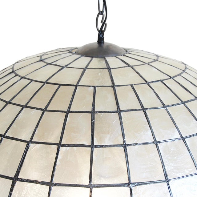 Contemporary Capiz Shell Globe Coastal Contemporary Pendant Light 25" For Sale - Image 3 of 8
